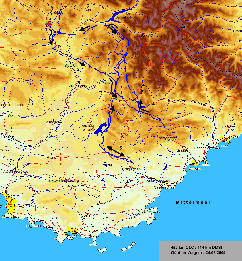 Flugweg von Gnther Wagner am 24.03.2004