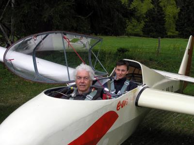 Ernst Messner mit einem Fluggast